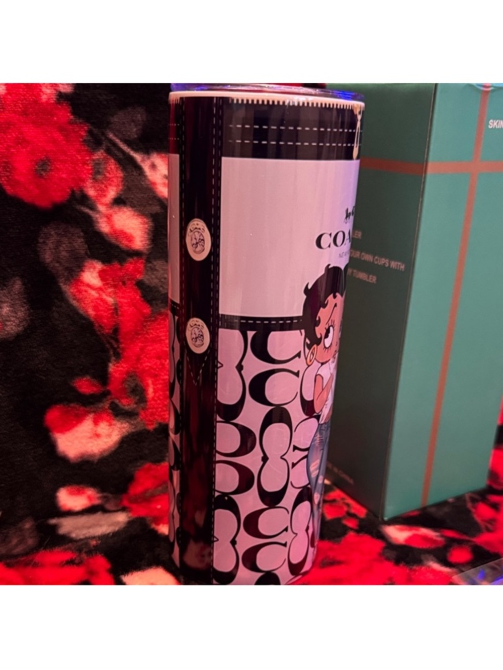 Betty Boop Coach Cartoon Design Skinny Tumbler Pink - Picture 4 of 5